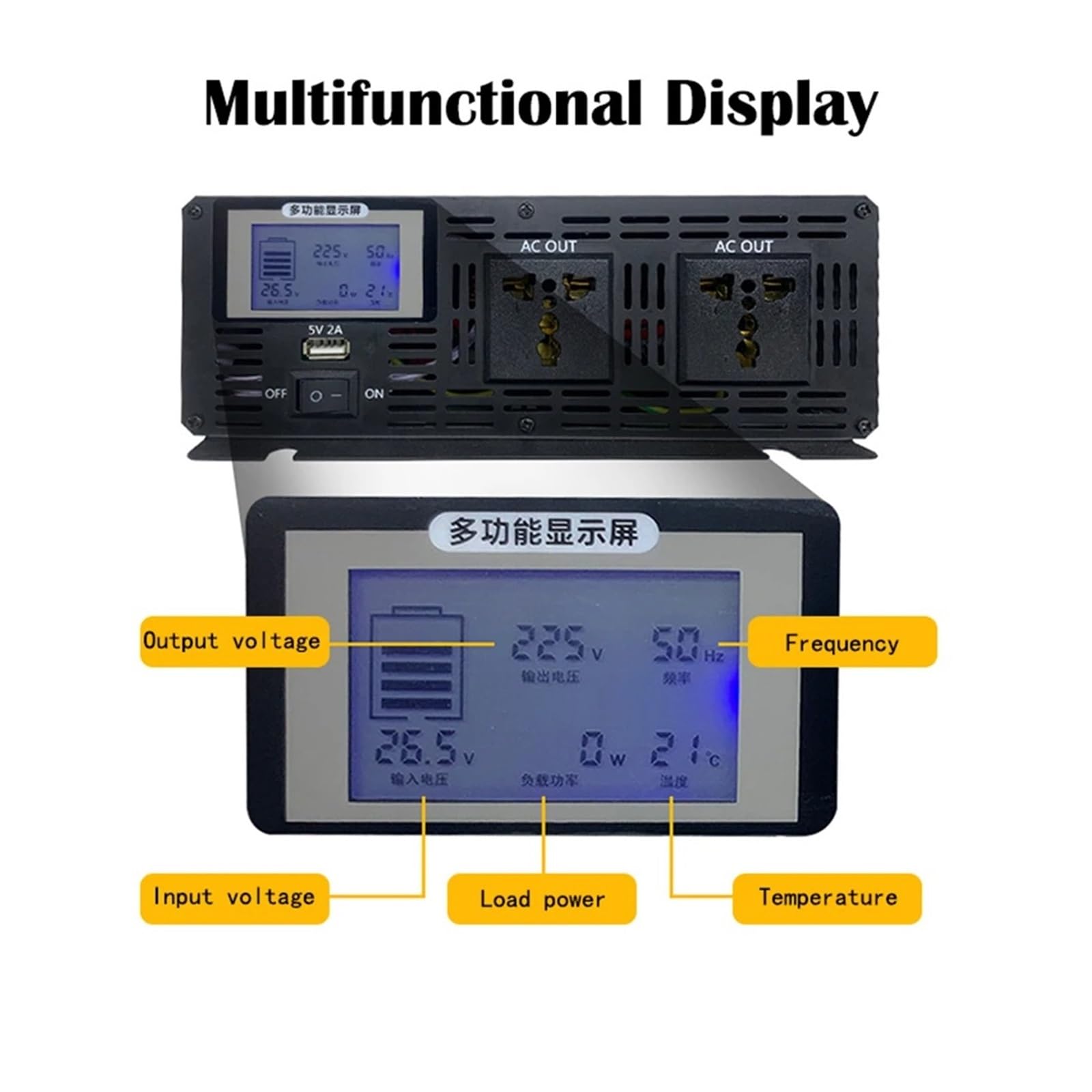 Inversor Onda Sinusoidal Pura 6000 W 8000 W CC 12 V-72 V A CA 110 V/220 V Convertidor Portátil Energía Solar para El Hogar con USB(6000W,12V,220V(50HZ))