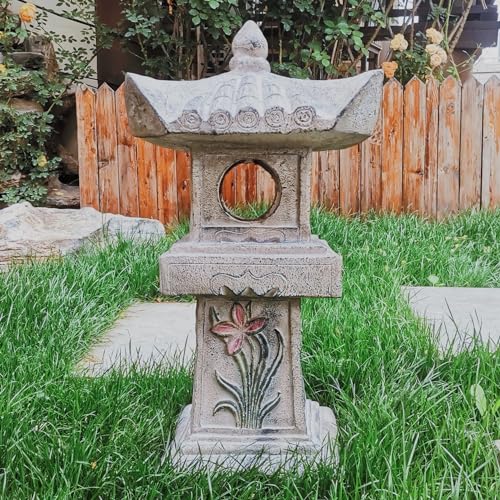 Grasolar 23.6’’High Asian Orchid Pagoda Statue Miniature Tower Lantern Garden Decoration Figurines Outdoor Japanese Decoration Zen Courtyard Landscape thumb #2