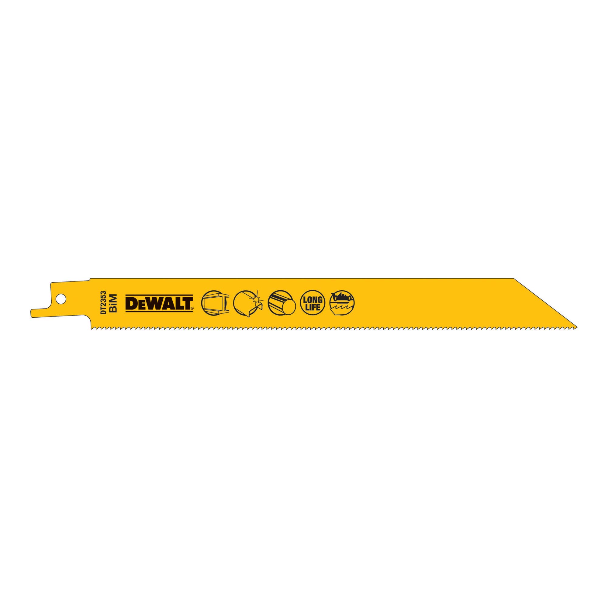 Dewalt Dt2353-Qz Bi-Metal Reciprocating Blade For Metal 203Mm X 14 Tpi (Pack 5)