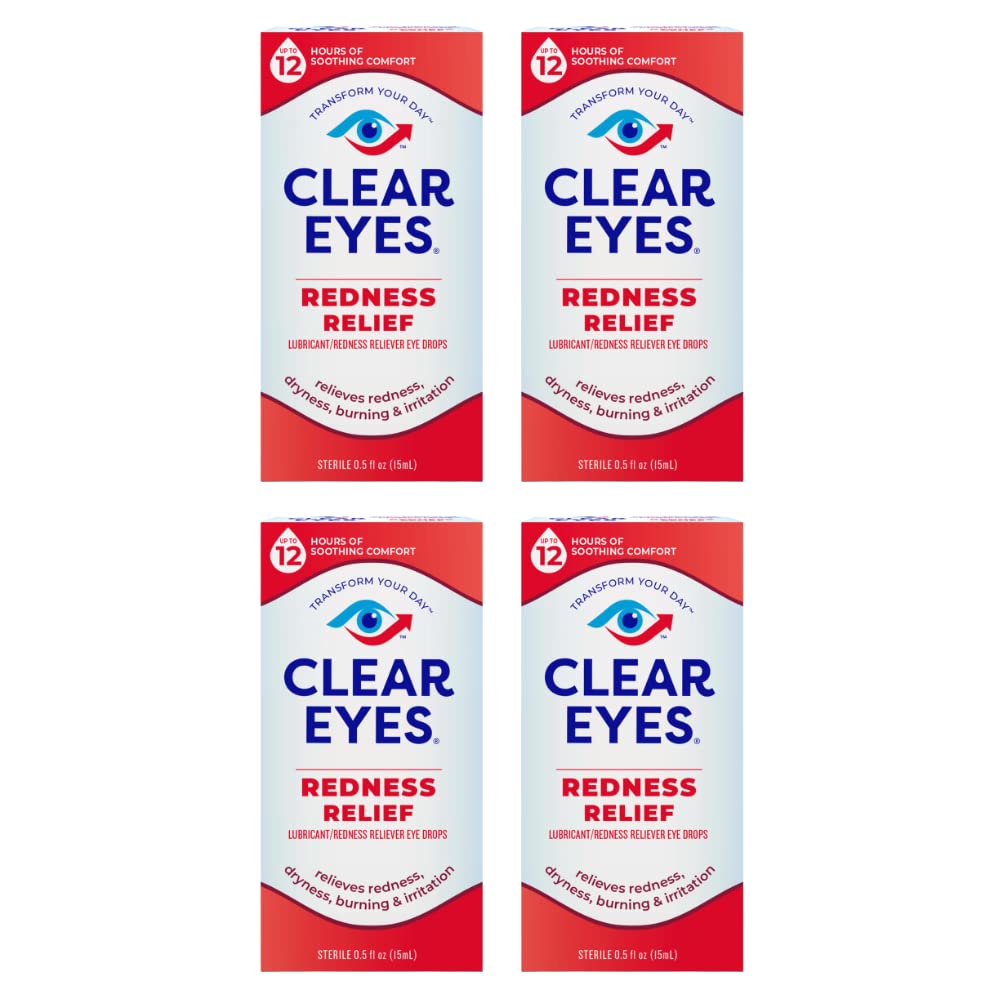 Clear Eyes Redness Eye Relief Lubricant Eye Drops 0 5 fl oz Pack of 4