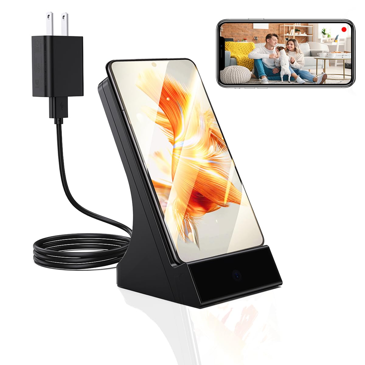 LIZVIE Phone Charger Hidden Spy Camera 120 Wide-Angle View 1080p HD 24 7 Night Vision Motion Detection Free
