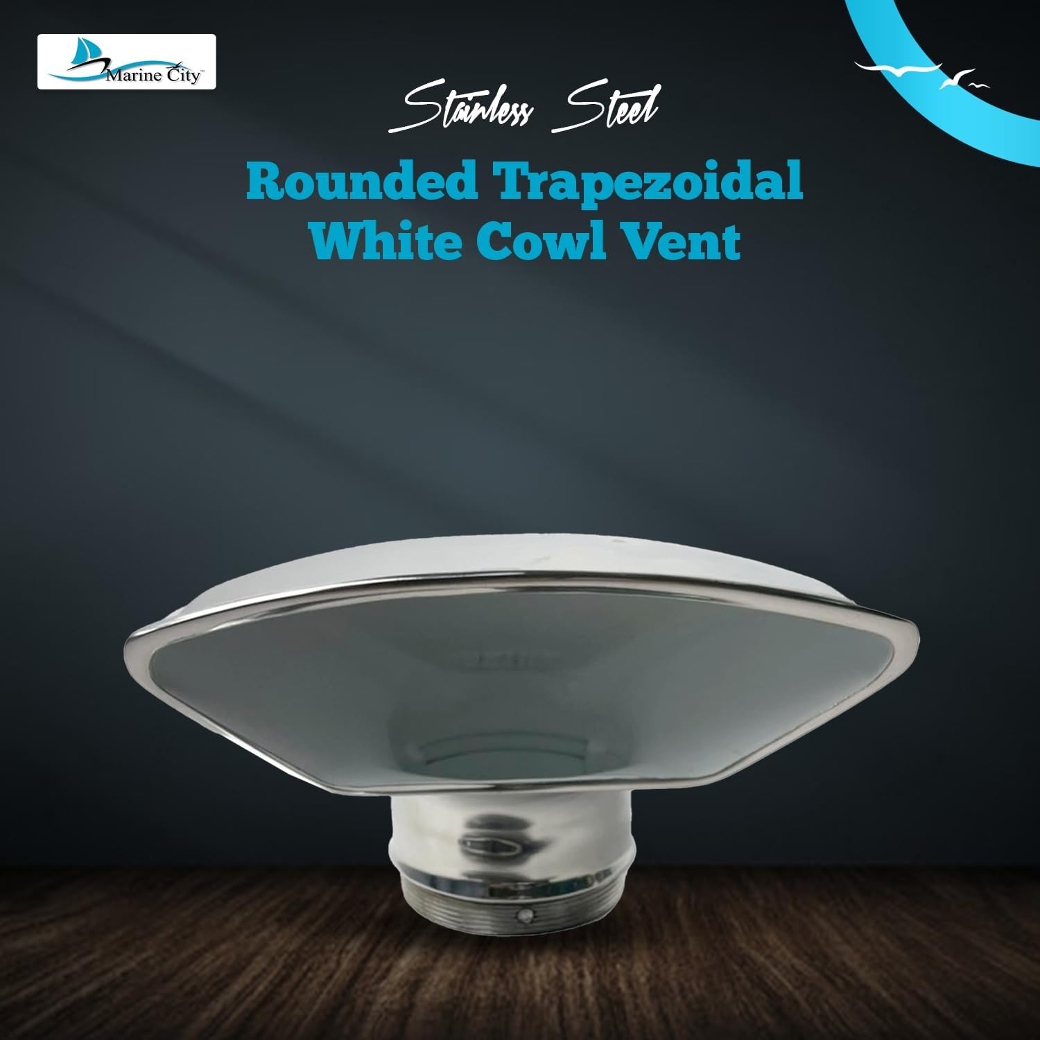MARINE CITY Rounded Trapezoidal Cowl Vent, 3-inch 316 Grade Stainless Steel, Rust & Corrosion Resistant for Boats, Yachts, and Marine Vehicles