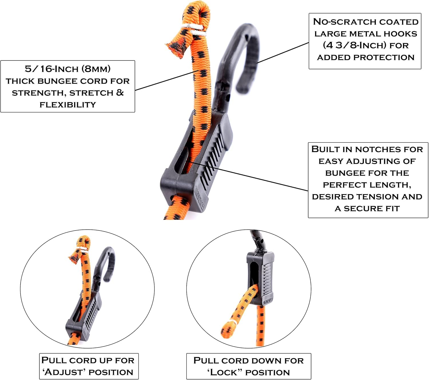 Kotap MABC-ASMT All-Purpose Verstellbare Spanngurte mit Haken, orange/schwarz, Assorted