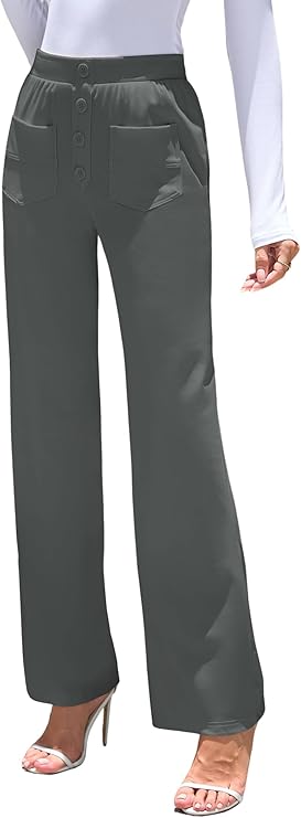 ZAFUL Womens Wide Leg Pants High Waisted Casual Pants for Women Stretchy Business Dress Work Pocket Trousers Pant