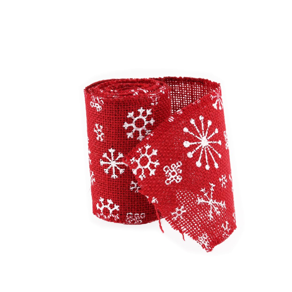 ABOOFAN Juteband mit Schneeflockenmuster Rot und Weiß Breit für Bastelarbeiten Geschenke und Dekoration zu Hause Hochzeiten und Weihnachten