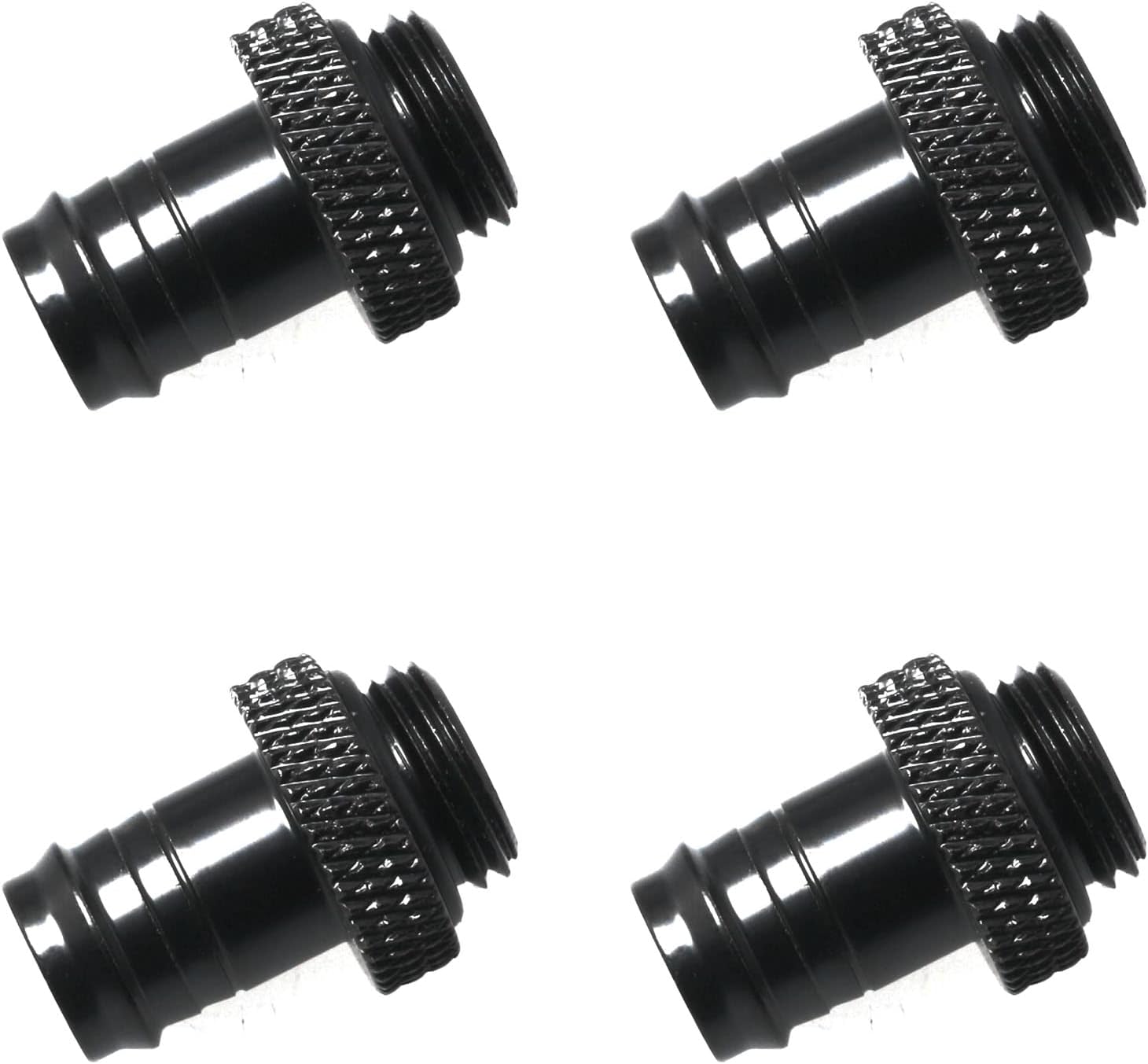 4pcs Black Copper Fittings G1/4 Thread Soft Tube Barb Connector PC Water Cooling System Soft Tube Connectors
