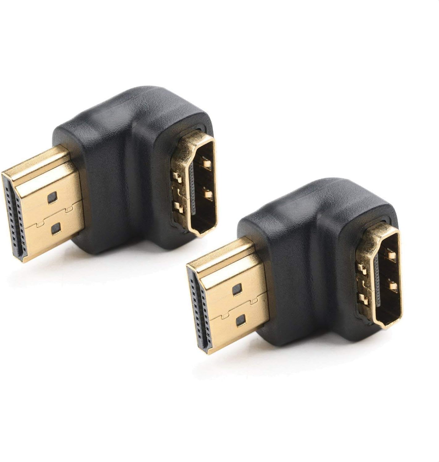 Cable Matters 2-Pack Right Angle HDMI Adapter with 4K 60Hz and HDR Support, 90 Degree HDMI Right Angle Adapter, Black