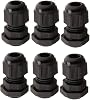 PG9 Waterproof Cable Gland Joints w Gasket For 4-8mm Cable Adjustable Lock Nut Connector Black 6-Pack