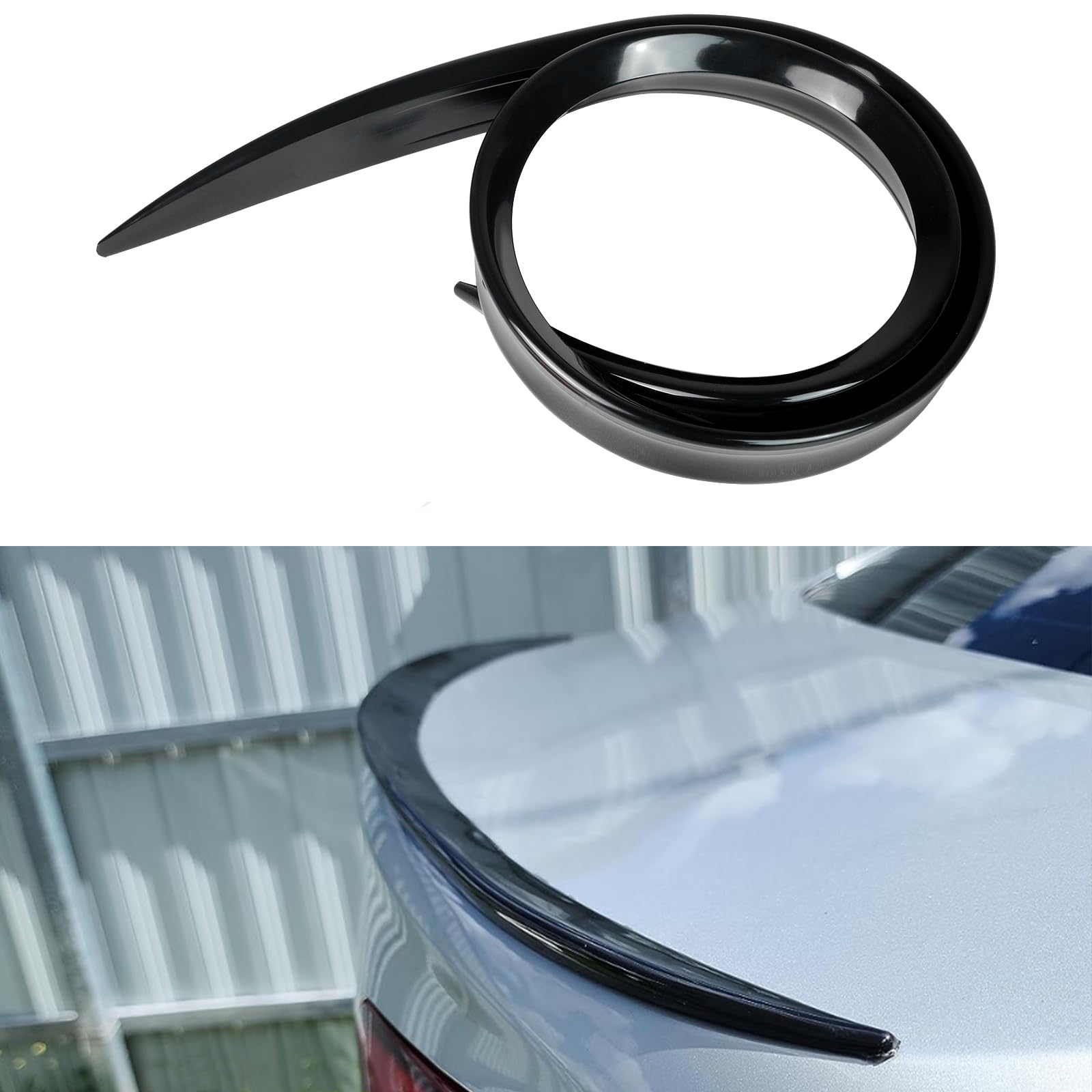 4ft Universal Rear Spoiler for Cars: Gloss Black Universal Spoiler Wing for Trunk/Rear Window/Car Roof Joint for Tesla Honda Nissan Kia BMW and Most Car(Gloss Black)