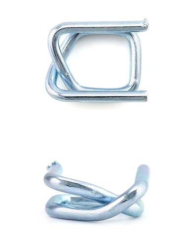 Miniatura 23 de QWORK Paquete de 50 hebillas de alambre de metal, 3/4 pulgadas de ancho, plata, para flejes de polipropileno, Paquete de 200 unidades.