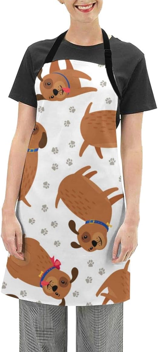 ACOT Waterproof Apron Puppy Seamless Pattern Cute Funny Dog Animal