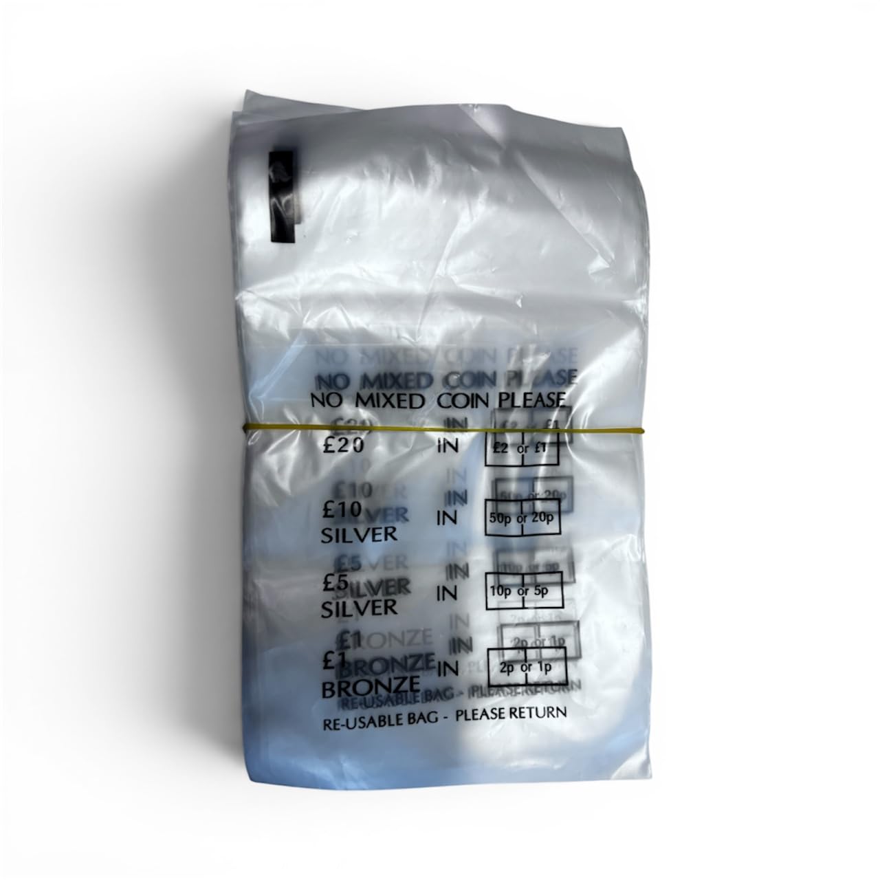 Coin Bags 250 - Clear Plastic Money Bank Bags | No Mixed Coins Banking Bags for Change Handling Shop Business Home Office