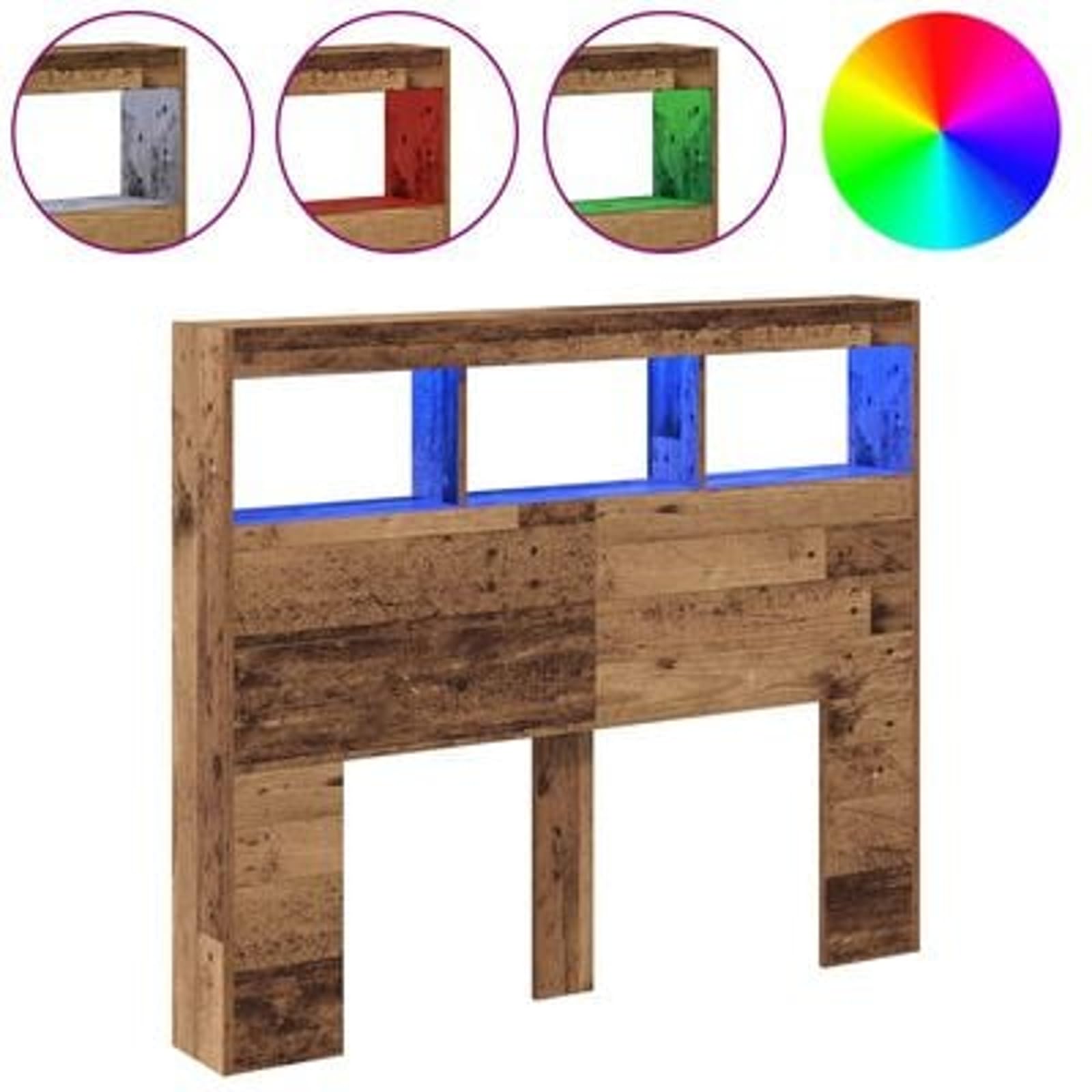 Brokky 869111 Testata Legno Vecchio Legno Massello di Recupero 120 x 17 x 102 cm Testata in Legno,Testata Letto Matrimoniale Muebles Dormitorio Spalliera Letto Testiere per Letto Matrimoniale
