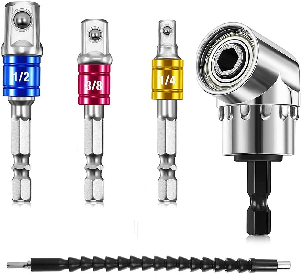 Flexible Drill Bit Extension Set, Includes 105° Right Angle Drill