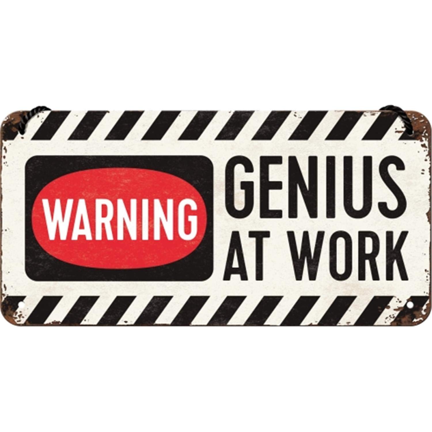 Nostalgic-Art Retro Hanging Sign Genius at Work – Gift Idea for Geniuses, Metal Plaque, Vintage design for decoration, 10 x 20 cm, 28007