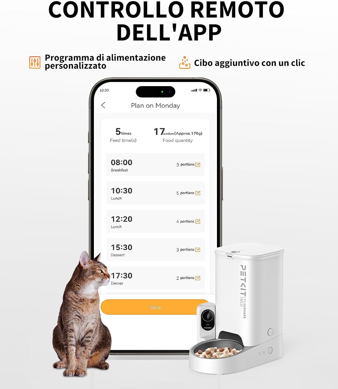 PETKIT Distributore Automatico Cibo Gatti con Telecamera, 1080P HD Distributore Automatico Cibo Cani,2.4G WiFi,Posizione AI Pet,1-5 Pasti,Ciotola in Acciaio Inox 304,3L,Ultima Versione - Immagine 4