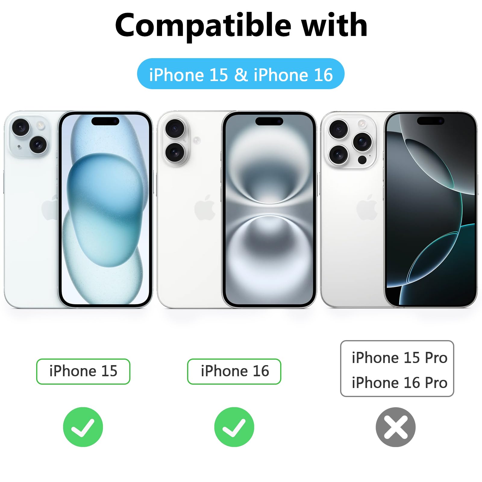 Kit de 3, Verre Trempé Anti-Espion pour iPhone 16, iPhone 15 (6,1 Pouces) Protection écran contre les Rayures - Angle de Confidentialité 28 Degrés Amélioré - Outil d'installation facile inclus (Noir)