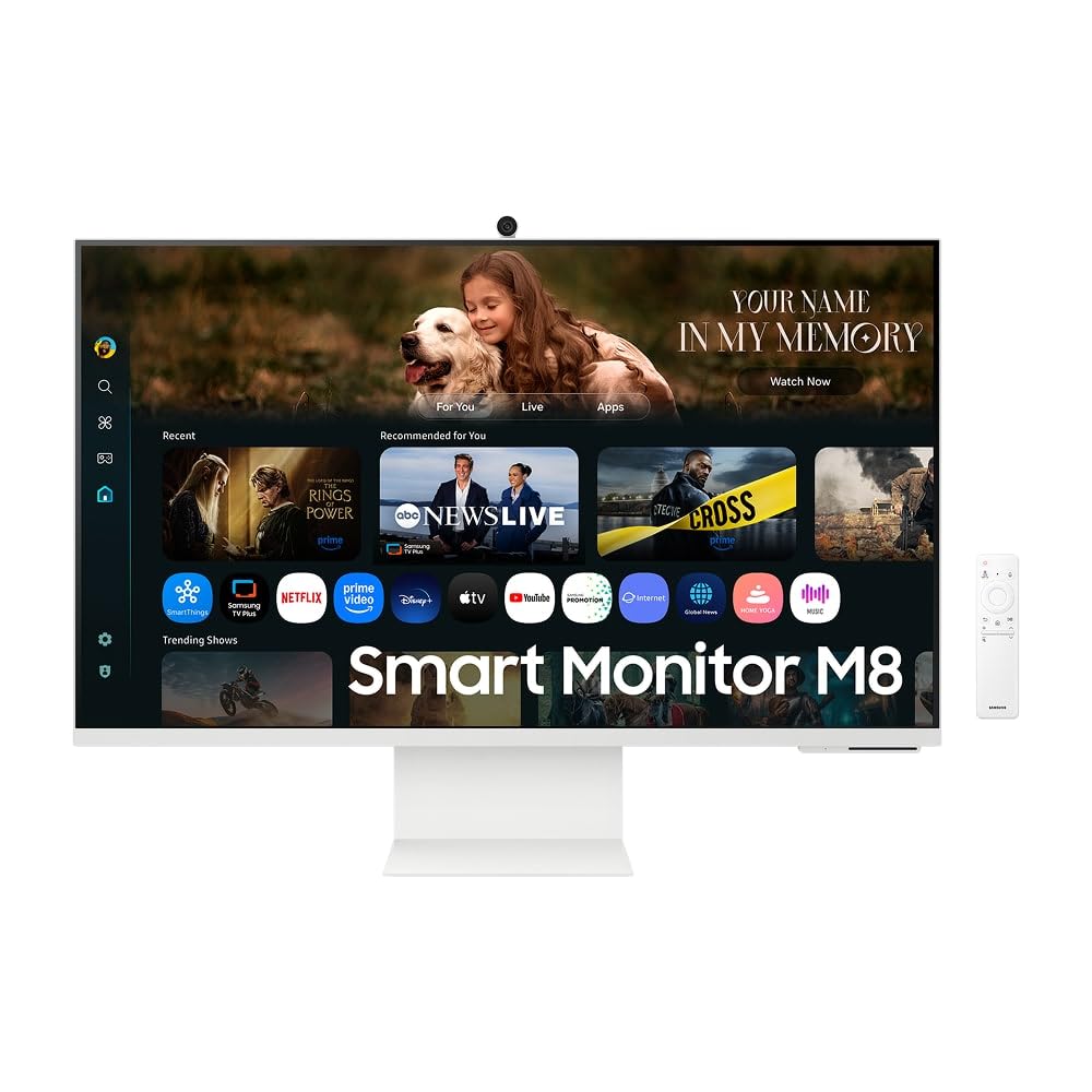 Smart Monitor Samsung M8 32", UHD, Plataforma Tizen™, Tap View, USB-c (65W), USB Hub, HDMI, Bluetooth, HAS, Alexa, Branco, 2025