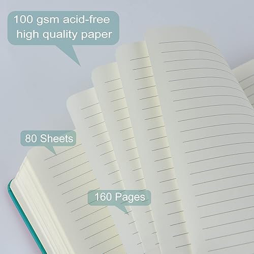 Miniatura 3 de Coopay Paquete de 2 cuadernos A5 clásicos con rayas universitarias de tapa dura con forro de piel sintética para oficina, hogar, escuela, negocios,