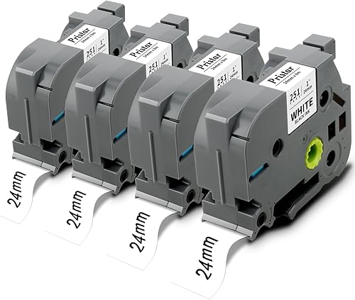 Cinta TZ de 0.94 pulgadas, laminada blanca de 0.94 pulgadas, compatible con Brother TZe-251 TZe251 P Touch Label Maker Tape de 1 pulgada funciona