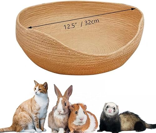 Miniatura 2 de Oncpcare Cama de paja tejida a mano para gatos de interior, cama de dormir de 12 pulgadas para arañar mascotas, cama redonda para dormir, cama de