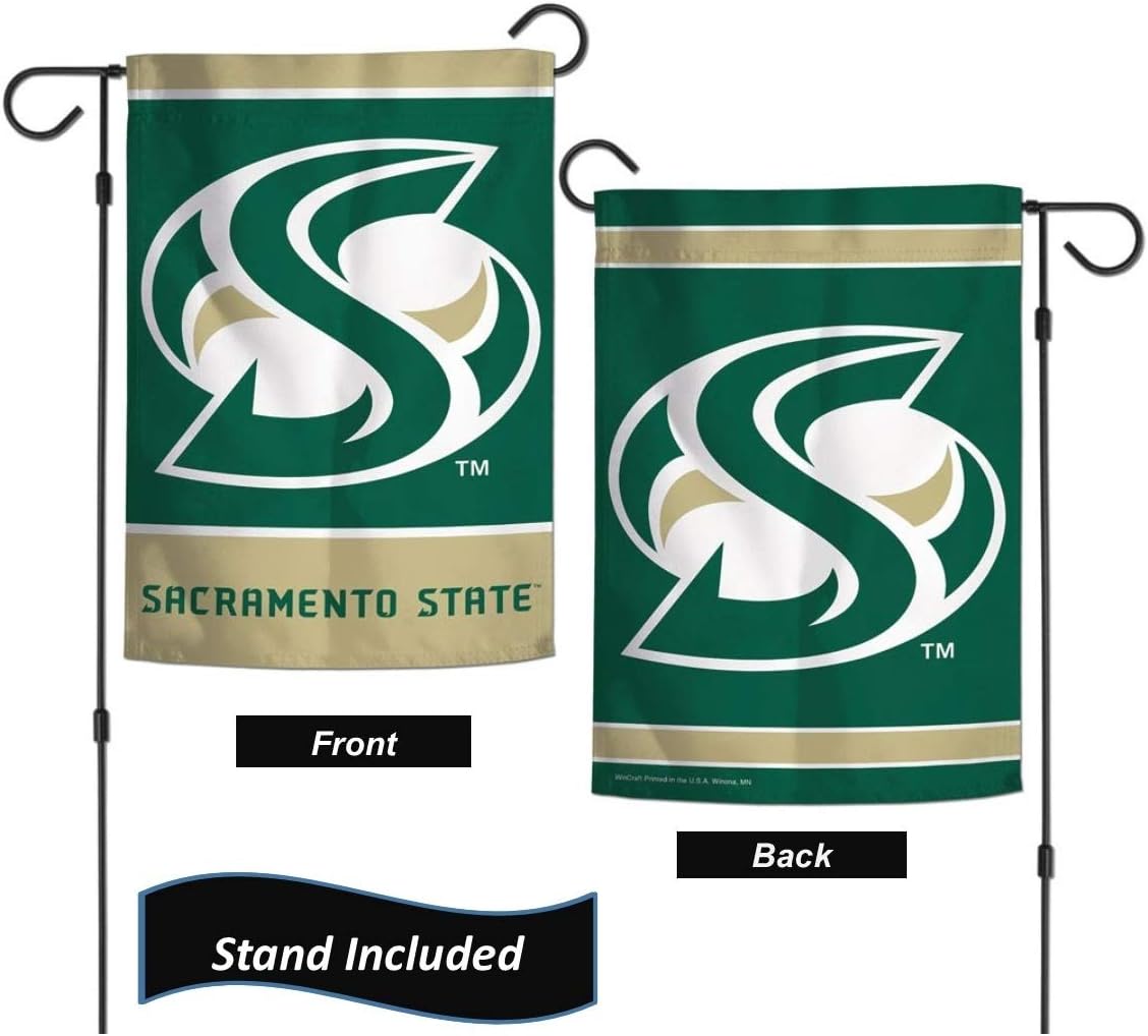 Sacramento State Hornets Garden Flag Set With Stand, 12.5 x 18 inch College Flag With Three Piece Steel Yard Flag Stand, Licensed by Wincraft