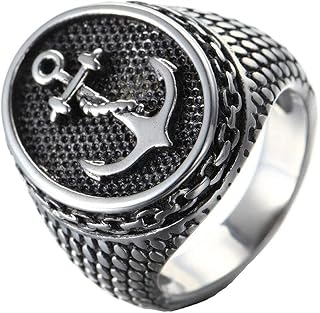 XBOMEN Nordic Vigvizier Man Anchor Viking Ring, Men's Odinwaknut 316L Stainless Steel Nordic Symbol Scandinavian Jewelry (Color : Silver, Size : 12)