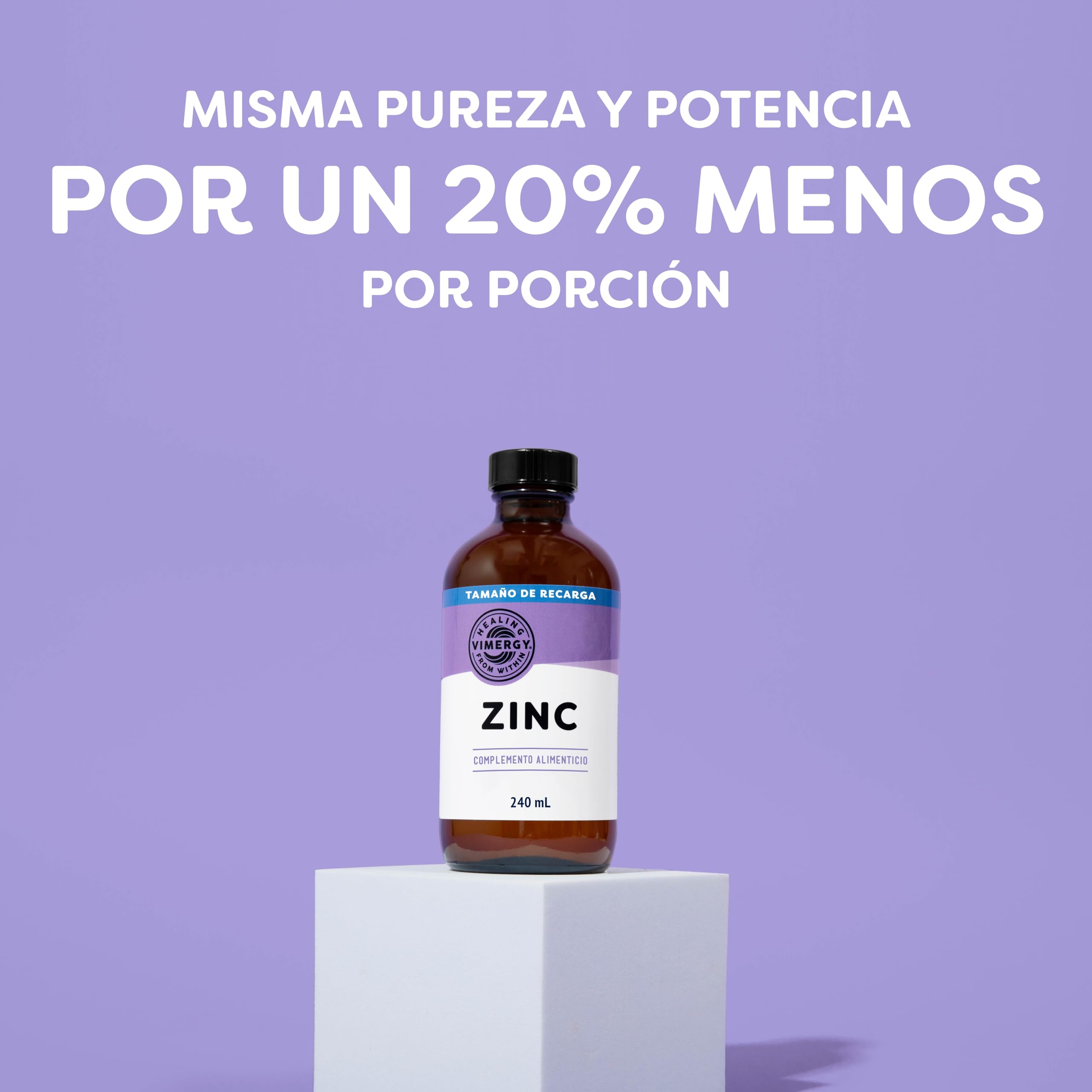 Vimergy Zinc – 240 ml, 120 Dosis – Suplemento de Zinc Líquido – Refuerza Sistema Inmunológico, Metabolismo y Huesos – Antioxidante - Sin OMG, Azúcar Refinado ni Gluten – Apta para Keto y Paleo