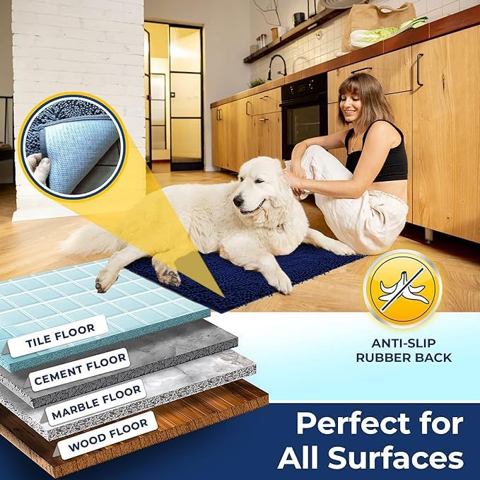 Miniatura 6 de Muddy Mat Alfombras de baño de felpilla de secado rápido, antideslizantes, lavables, extragruesas, suaves y altamente absorbentes, para baño, cocina