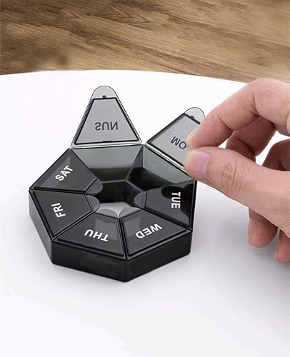 Pastillero de plástico para 7 días, caja de dulces para tableta, almacenamiento portátil, organizador de viaje, dispensador de píldoras (azul)