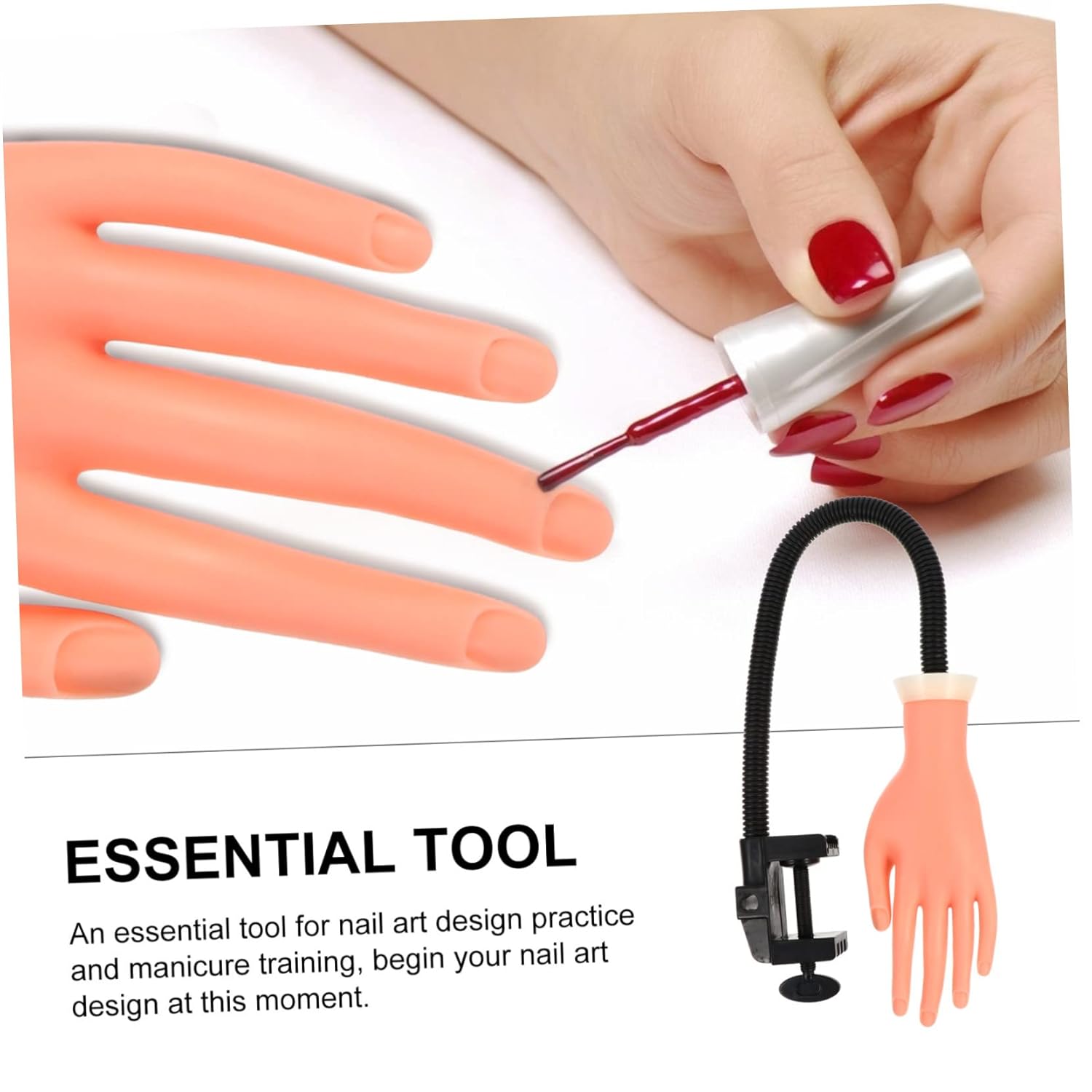 Movable Nail Practice Hand Model Flexible Fake Training Hand for Manicure 1 Piece for Nail Technicians and DIY Enthusiasts