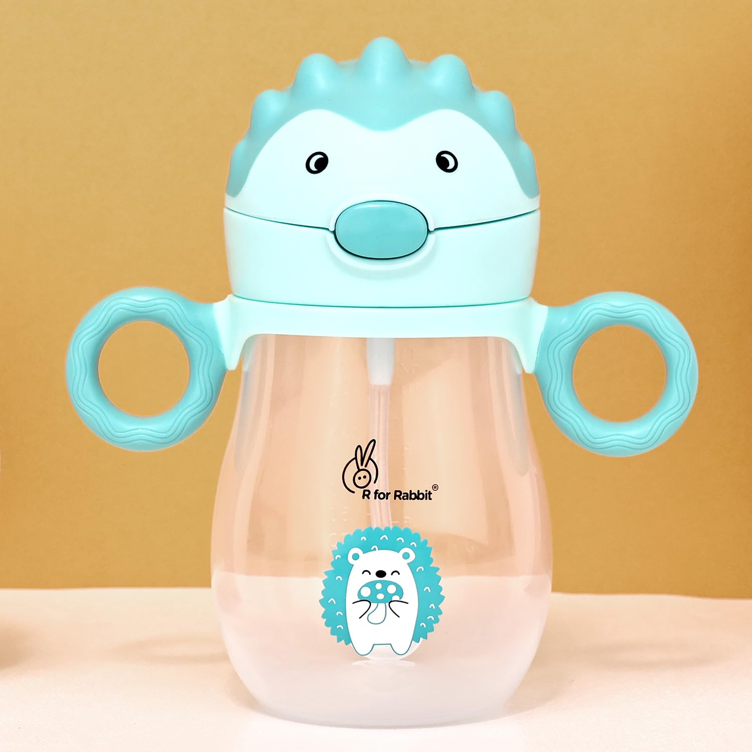 R for Rabbit Spikey Premium Baby Straw Sipper with Anti Gravity Ball | Zero Spill Sippy Cup with Soft Silicone Straw BPA Free & Non Toxic Leak Proof for Kids 9+ Months - (320 ml, Lake Blue)