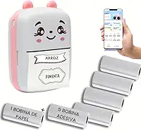 Mini Impressora Térmica Portátil USB/Bluetooth Gatinho — Sem Tinta, 6 Bobinas Adesivas para Etiquetas Personalizadas“impressora sem fioportátil de etiquetas papel adesivo térmico'