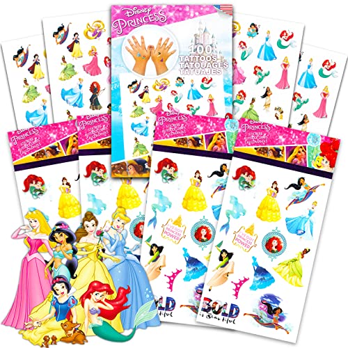 Disney Princess Stickers And Tattoos Bundle ~ 200 Disney Princess Temporary Tattoos And Stickers | 8 Sheets Disney Princess Party Favors Party Supplies And More (Princess Tattoos And Stickers) #TOP29