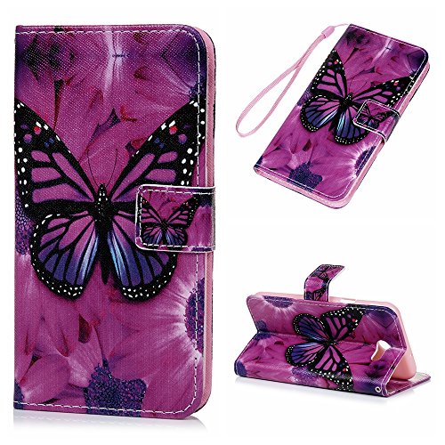 YOKIRIN Galaxy J7 2017 Case, Printed Wrist Strap Flip Kickstand PU Leather Wallet Cover with ID & Credit Card Pockets Ultra-Strong Magnetic Closure Skin for Samsung Galaxy J7 V 2017 / J7 Sky Pro
