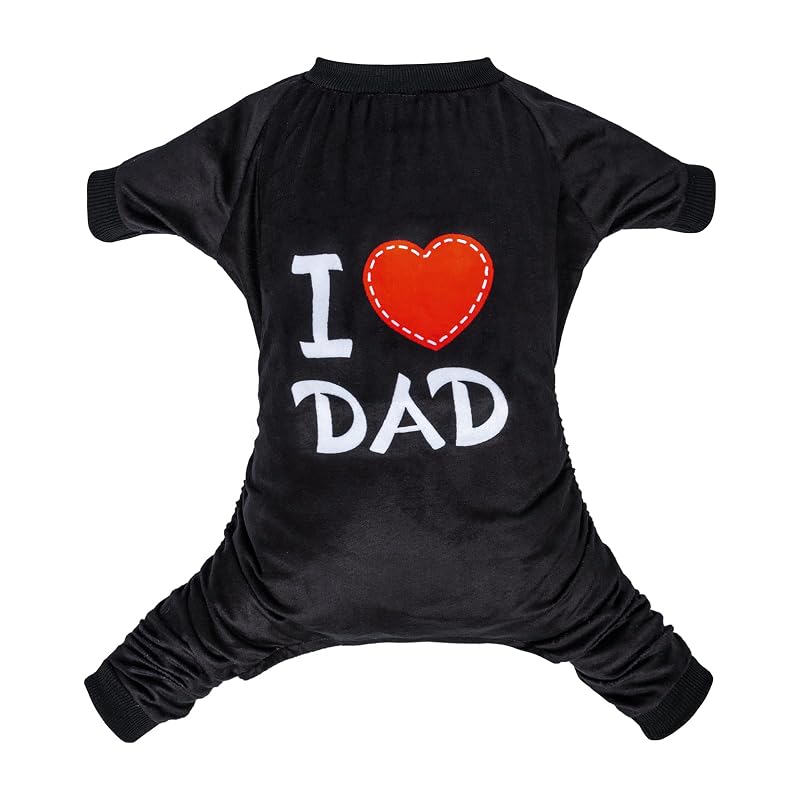 Pijama para cães CuteBone de 4 pernas, macio e lavável P296S – I love DAD, tamanho Pequeno