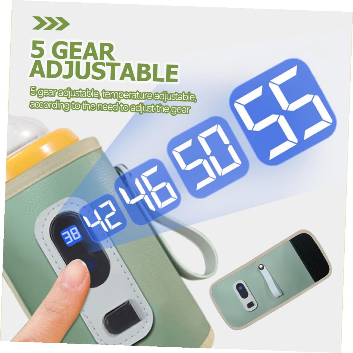 Portable Bottle Warmer with USB Digital Display Lightweight Insulated Travel Bottle Storage Bag Five-level Temperature Control Strap Design for Easy Carrying and Random Color