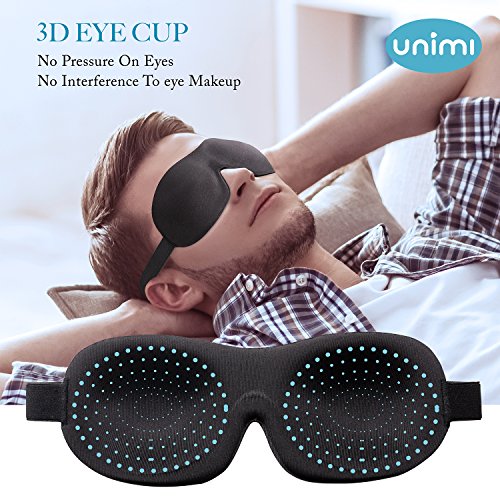 (4packs) Unimi Sleep Mask for Woman and Man, Upgraded Contoured 3D Eye Mask Eye Cover, Comfortable Sleeping Mask No Pressure On Your Eyeballs, Create Total Darkness Black Purple Blue Grey Navy