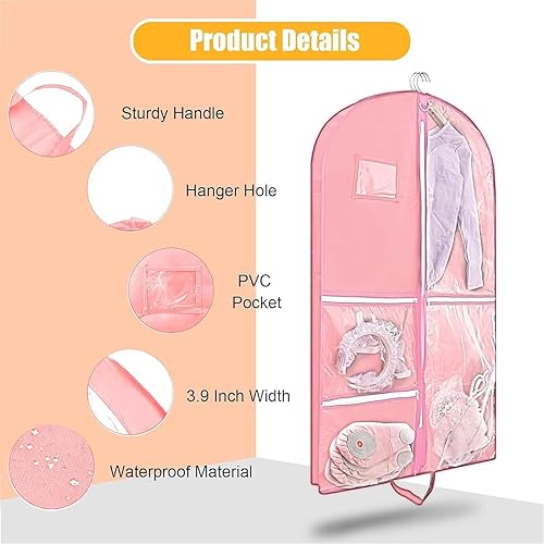 Vista 138 de Bolsa de ropa colgante impermeable, bolsas de ropa de 40 pulgadas para colgar ropa, bolsas de ropa para almacenamiento de viajes, bolsa de ropa