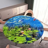 FANSU Motif 3D Marguerite Protège Table Elastiqué Rond