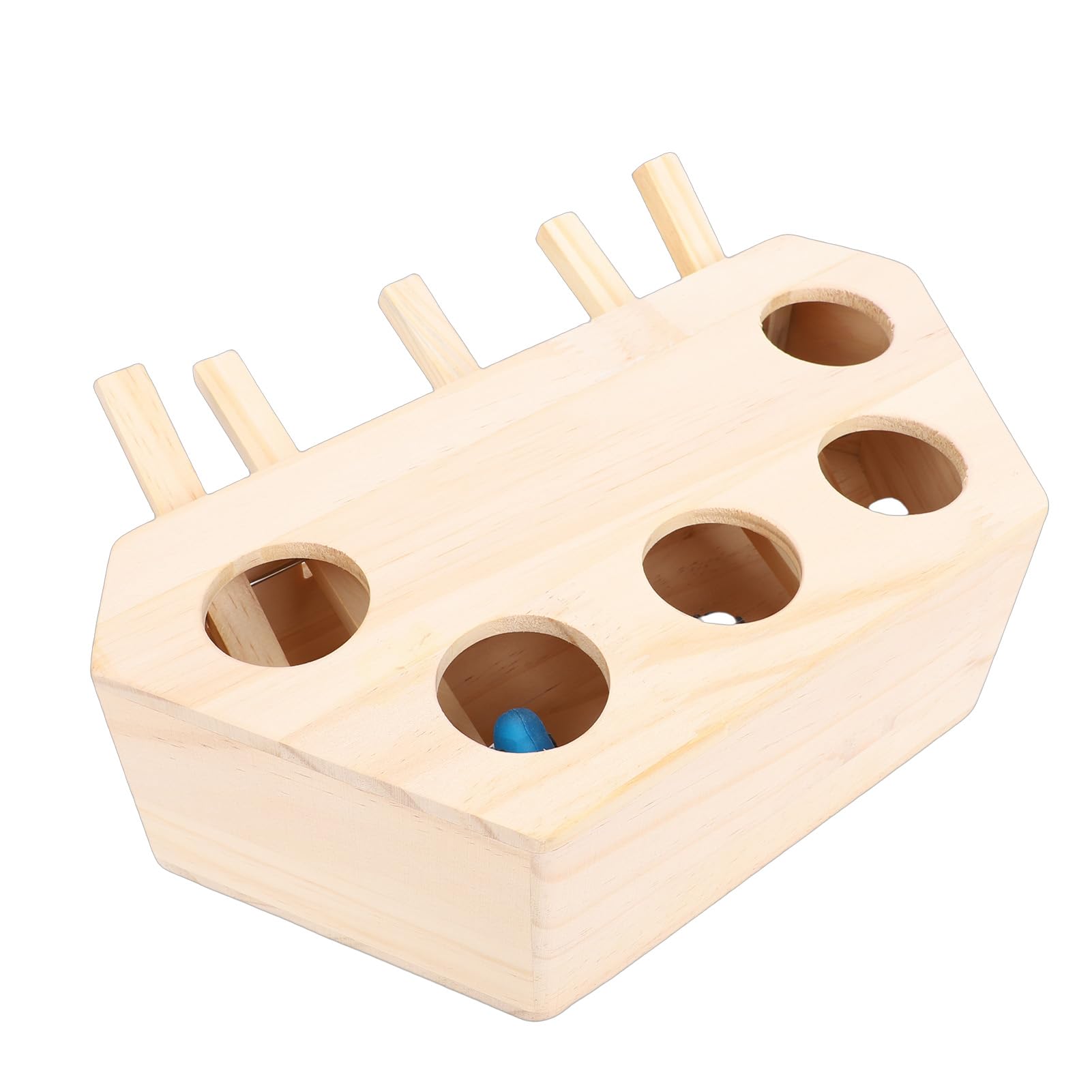 Hölzernes Katzenschlagspielzeug mit 5 Löchern, Reduziert Langeweile, Interaktives Katzen-Puzzle-Box-Spielzeug für Kitty-Übungen