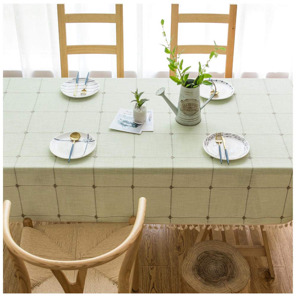 WLL Nappe de Table en Lin de Coton Rectangle, 120x210cm, Vert Nappe de Gland de Couleur Unie, Couverture de Table de décoration Anti-poussière pour la Table de Pique-Nique de Cuisine à Manger