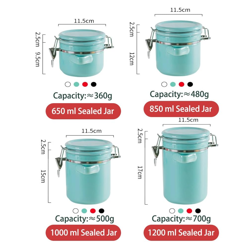 Keramik Vorratsdose Mit Deckel Luftdicht Behälter Mit Versiegeltem 650ml 1000ml Küche Behälter Für Tee, Zucker, Kaffee, Bohnen, Nüsse, Gewürze(White,1000ml)
