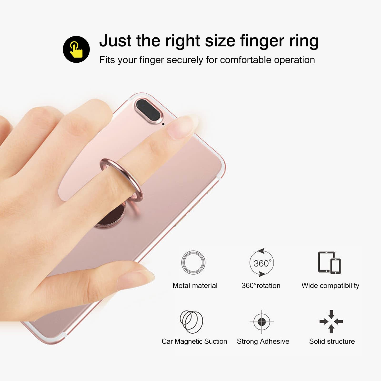 Lot De 2 Anneaux De Support Ronds Pour Téléphone Portable, Rotation à 360 Degrés Et Anneau Réglable à 180 Degrés Avec Poignée En Métal Poli (argenté