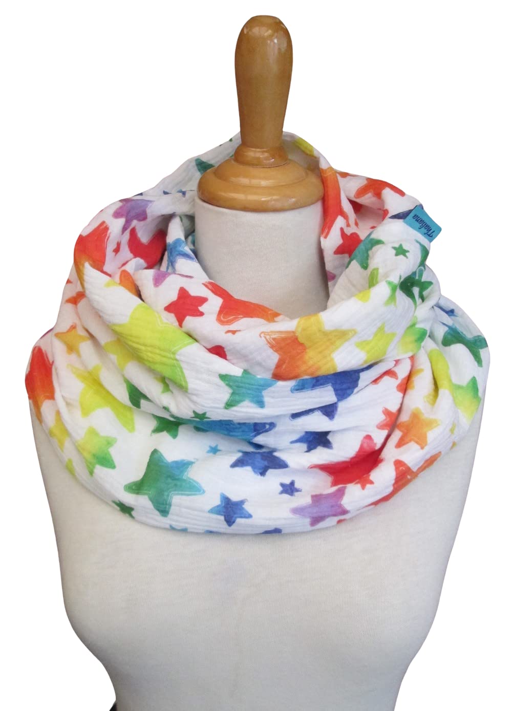 RAINBOW STARS Loop aus Musselin weiß bunt Hingucker für Damen