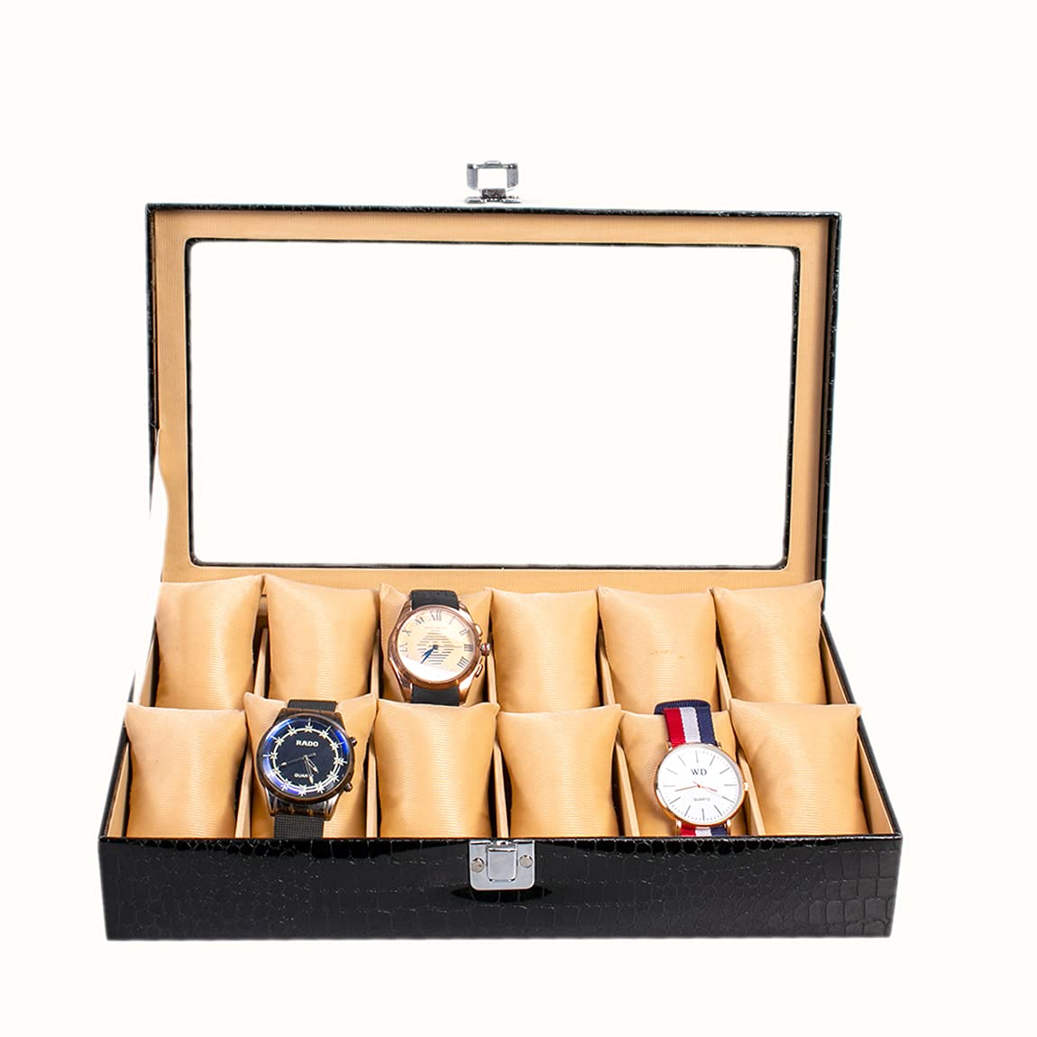 Galaxy Craft 12 Slot Watch Box Organizer Box Case for Men and Women PU Material Pack of 1 (Black:&White) (B0C65Q3ZTG) Amazon Price History, Amazon Price Tracker