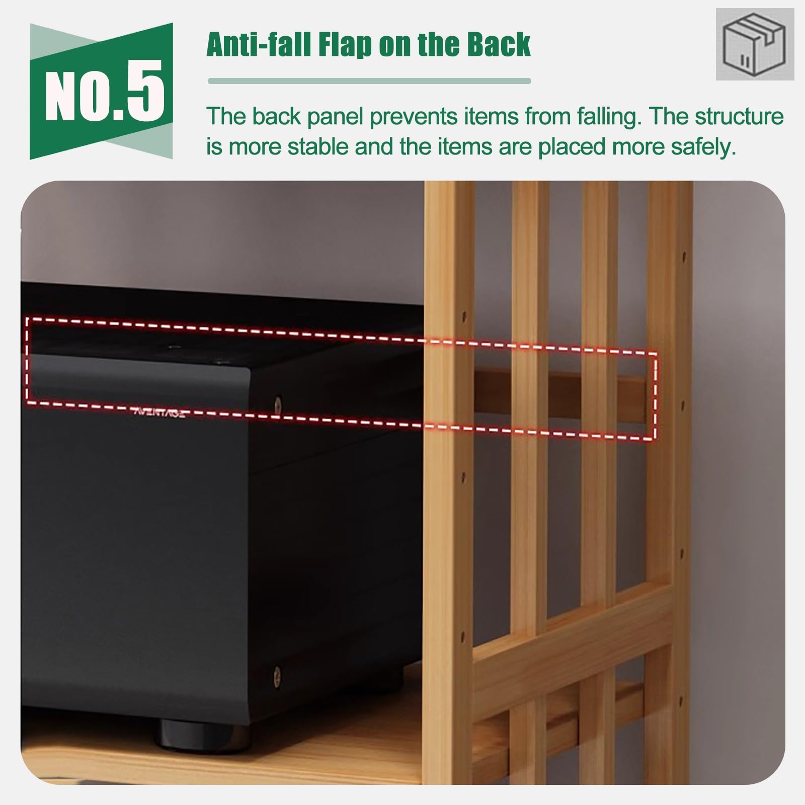 Étagère d'angle réglable en hauteur avec roulettes 5 niveaux en bambou pour lecteurs TV, lecteurs DVD, boîtes de câbles, support de rangement pour matériel audio