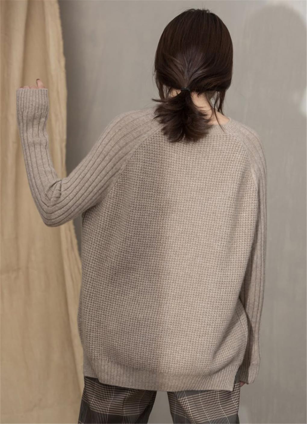 Suvoiier Maglione da Donna in Lana di Cashmere Lavorato A Maglia Dolcevita Allentato A Collo Alto da Donna