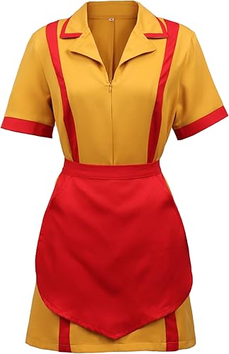 Miniatura 9 de DAZCOS Disfraz de camarera para mujer, talla estadounidense, uniforme amarillo, fiesta, Halloween, Navidad, cosplay
