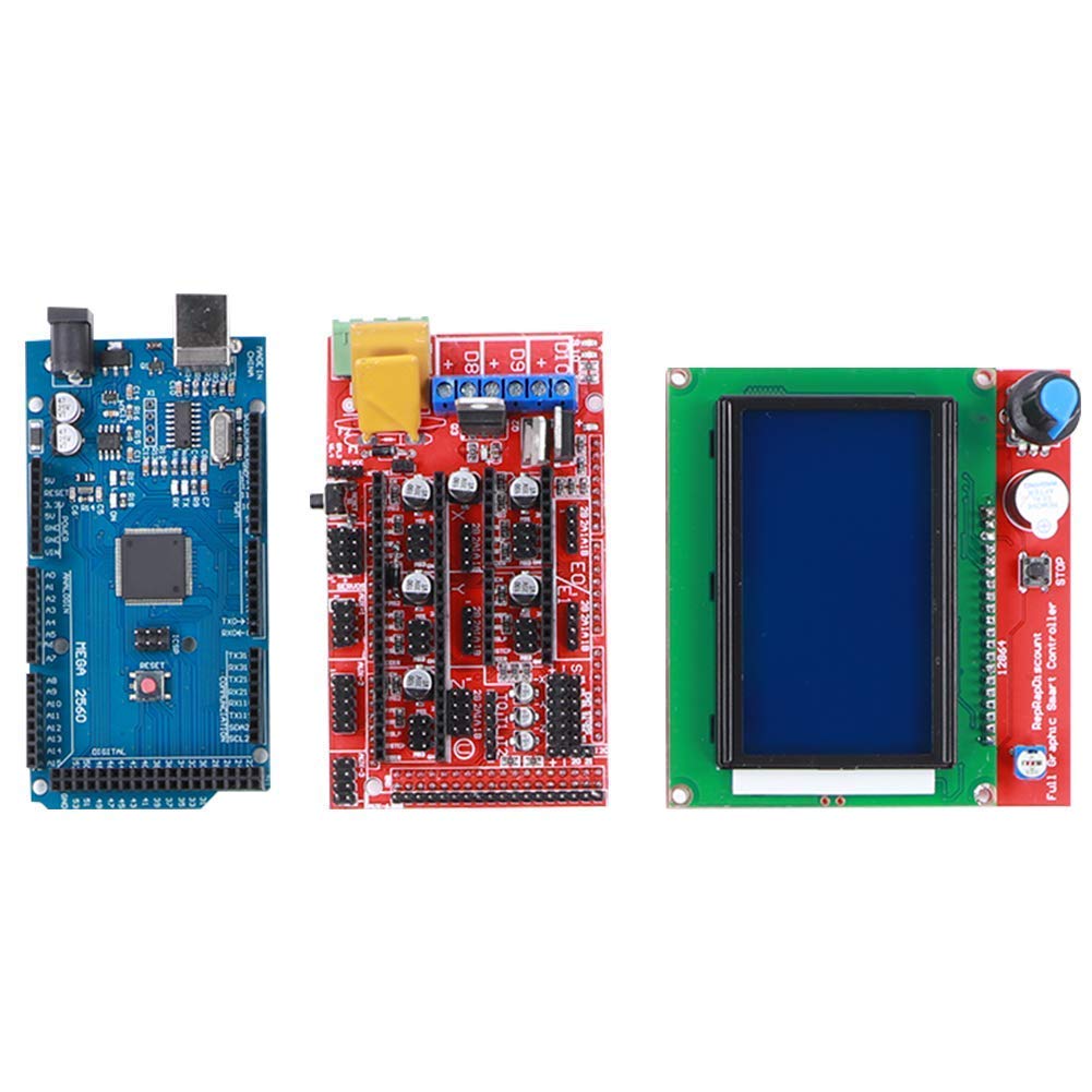 3D Druckerkit RAMPS 1.4 + für Mega 2560 CH340 + 12864 Controller + A4988 Spanplatten Teile, 3D Druckerzubehör Passend für Reprap Drucker